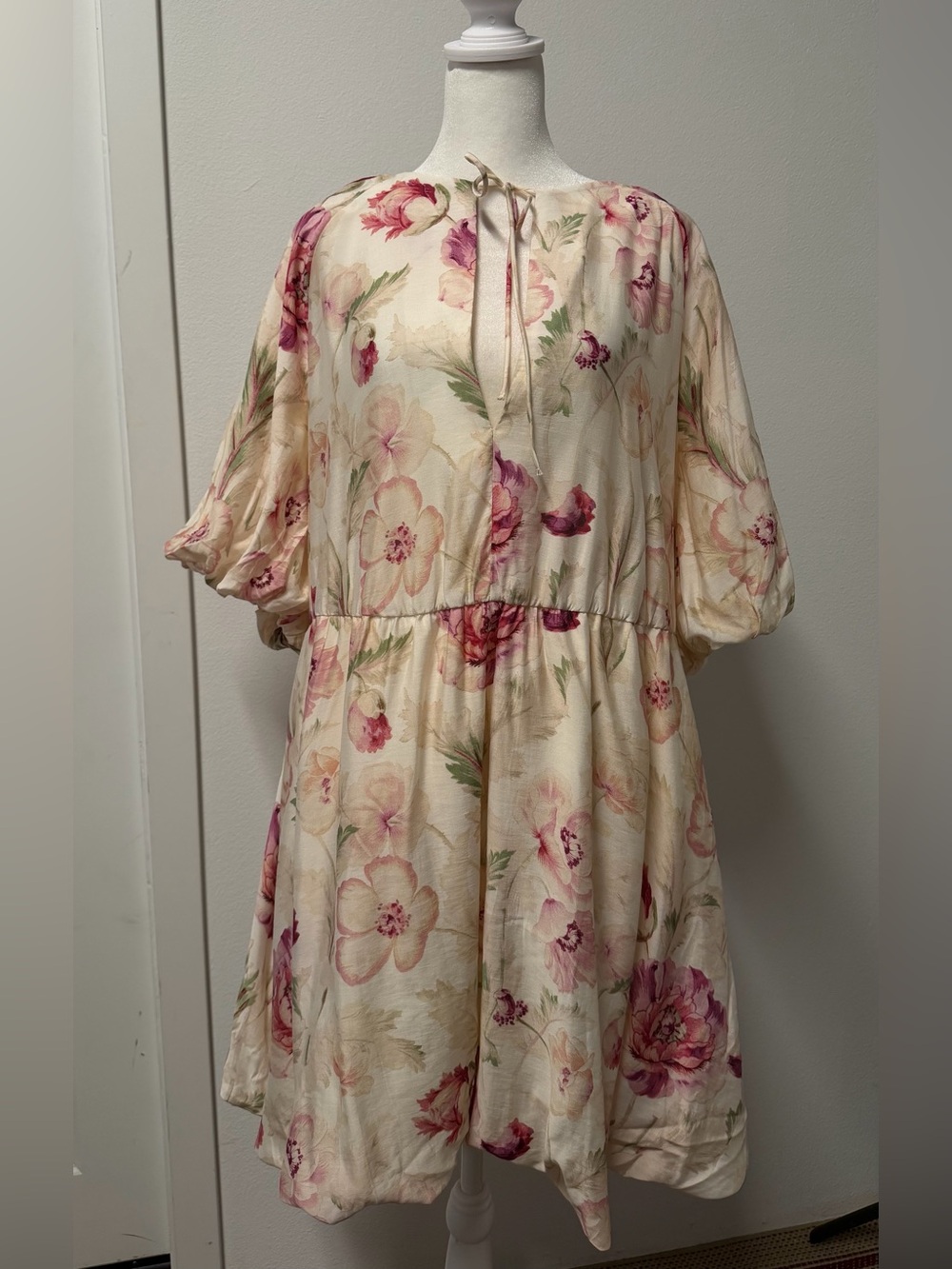 H&M Floral Puff Sleeve Mini Dress Women’s XL